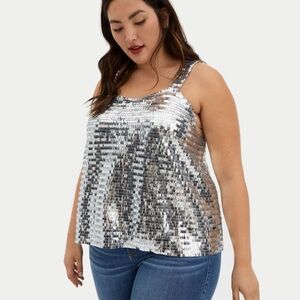 Torrid Silver Sequin Midi Tank Plus Size 3X Womens NYE Party Clubwear Swiftie
